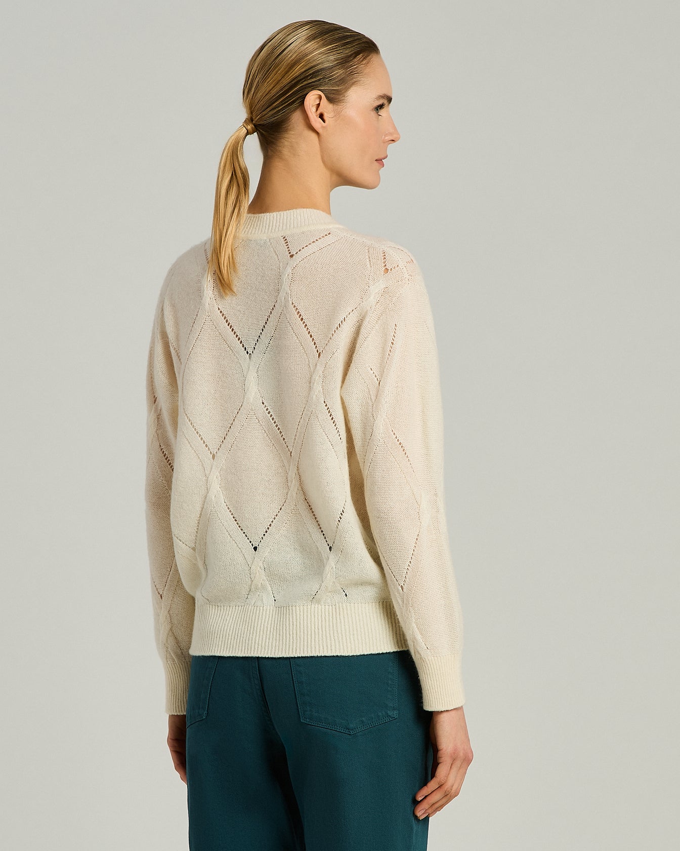 Kiton Knitwear Cream White Kaschmir V-Pullover Seide