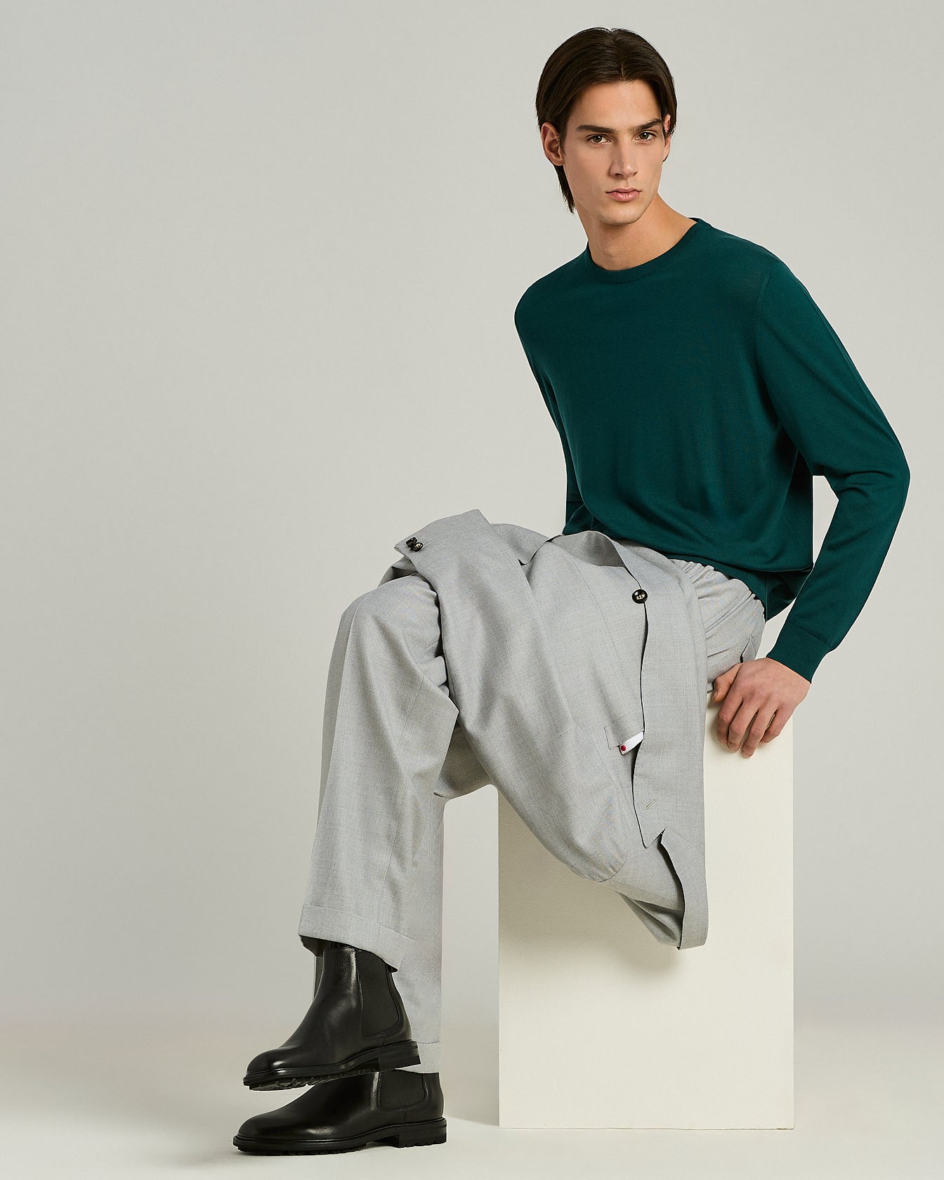 Kiton Crew-Neck Pullover Ultrafine Wolle Pfauengrün