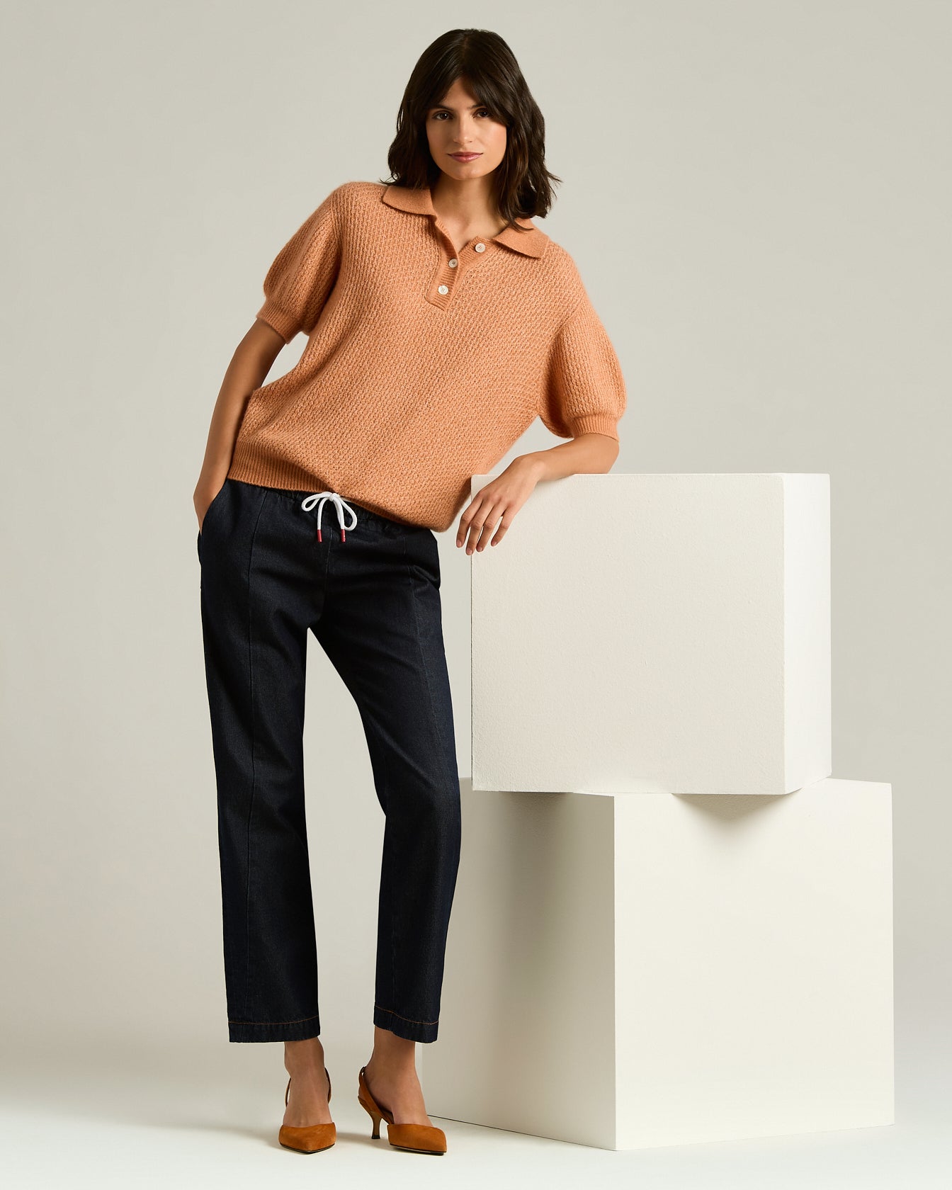 Kiton Trousers Cotton Linen Hose Blau Größe 46