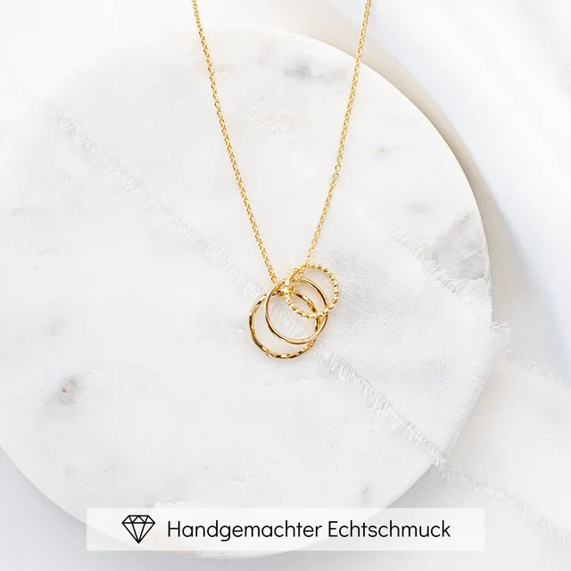 Perlenbräute Toni Trio Brautkette Gold mit 3 Kreisen 45 cm