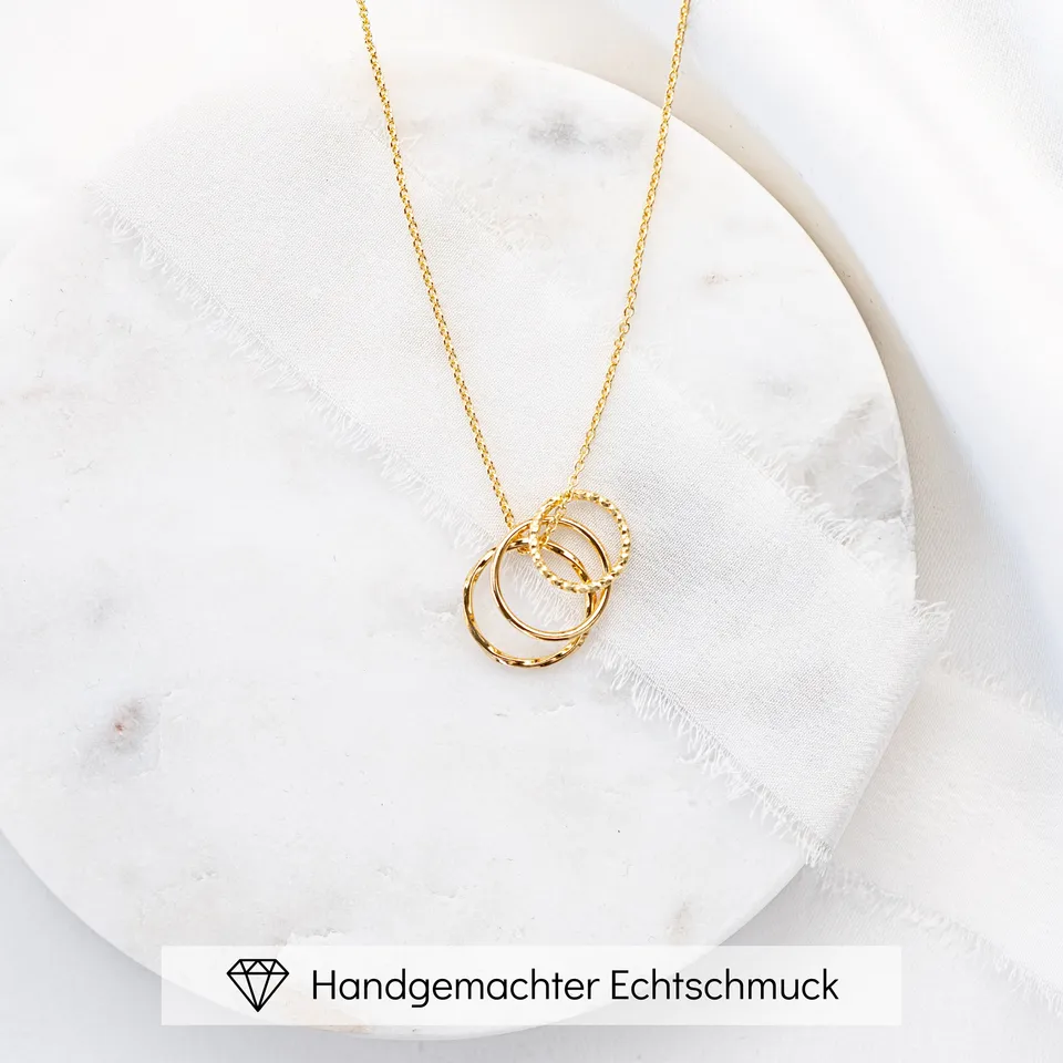 Perlenbräute Toni Trio Brautkette Gold mit 3 Kreisen 45 cm