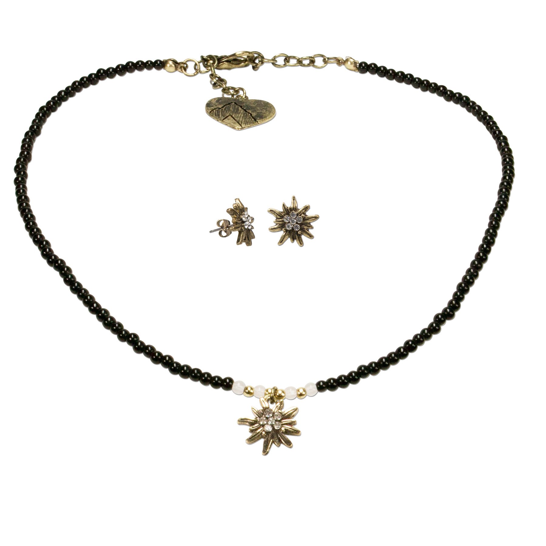 Alpenflüstern DAHEIM SET014 Trachtenset Kette Ohrstecker gold