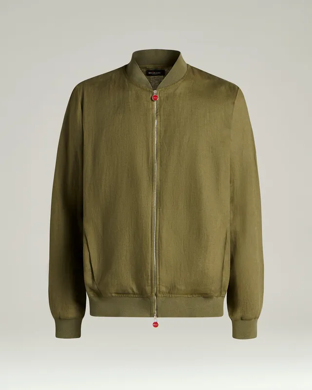 Kiton Linen Jacket Jacke Leinen Khaki Zip Sommer