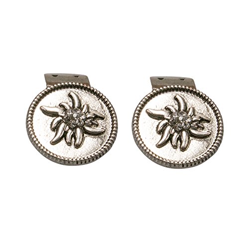 Alpenflüstern DAHEIM API100 Schuhclips Strass-Edelweiß antik-silber