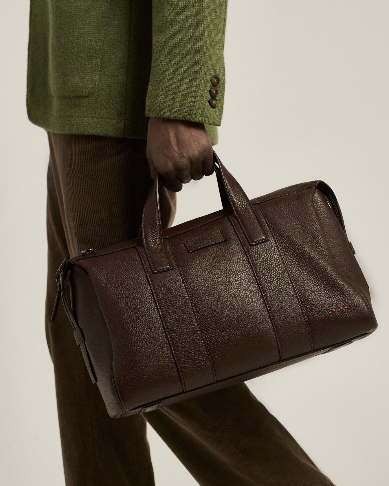Kiton Travel Bag Reisetasche Hirschleder Dunkelbraun
