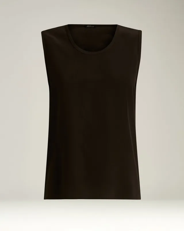 Kiton Gilet kaffeebraunes Top Pure Seide ärmellos Gr.40