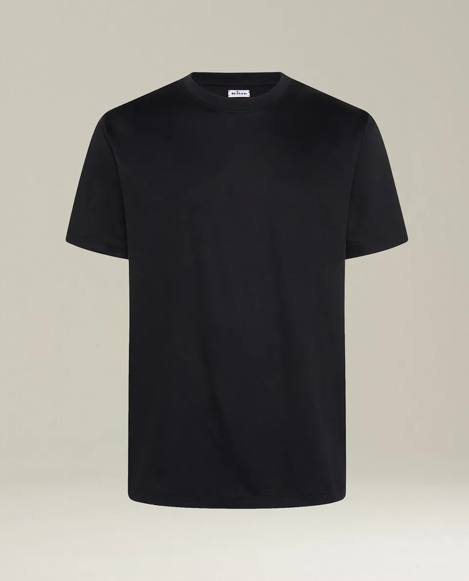 Kiton Black Cotton Crew-Neck T-Shirt Schwarz L