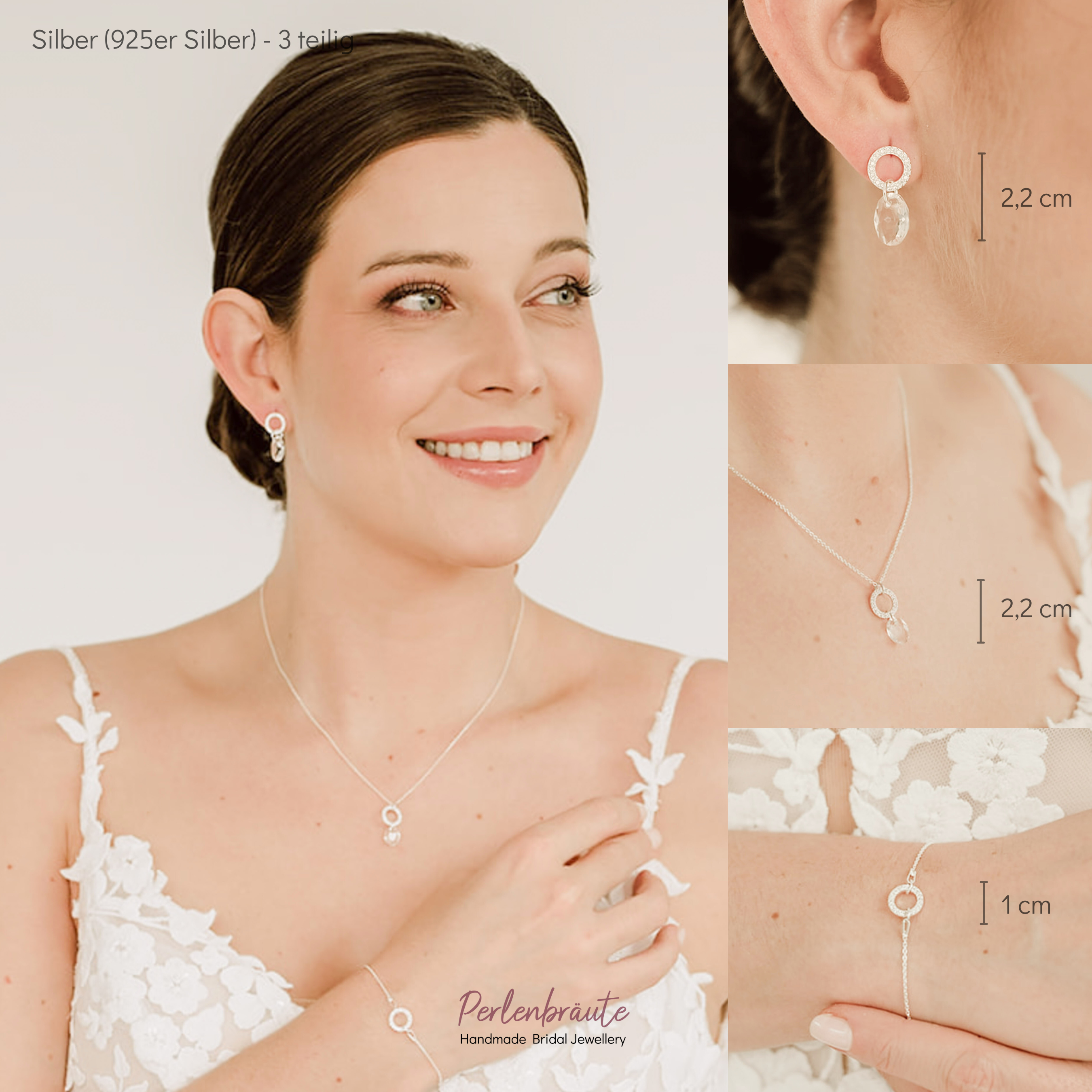 Perlenbräute Mimi Brautschmuck Set Kristall Gold 45 cm