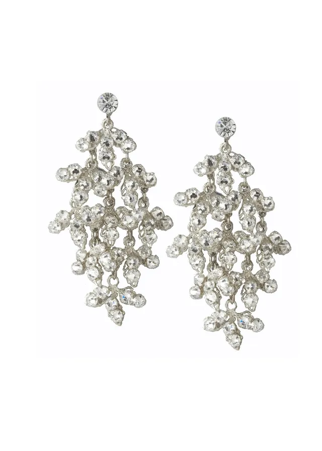 Elizabeth Bower Dew Cascade Kronleuchter Ohrringe Rhodium Kristall