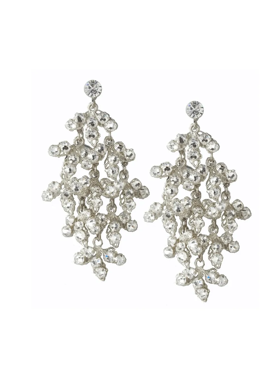 Elizabeth Bower Dew Cascade Kronleuchter Ohrringe Rhodium Kristall