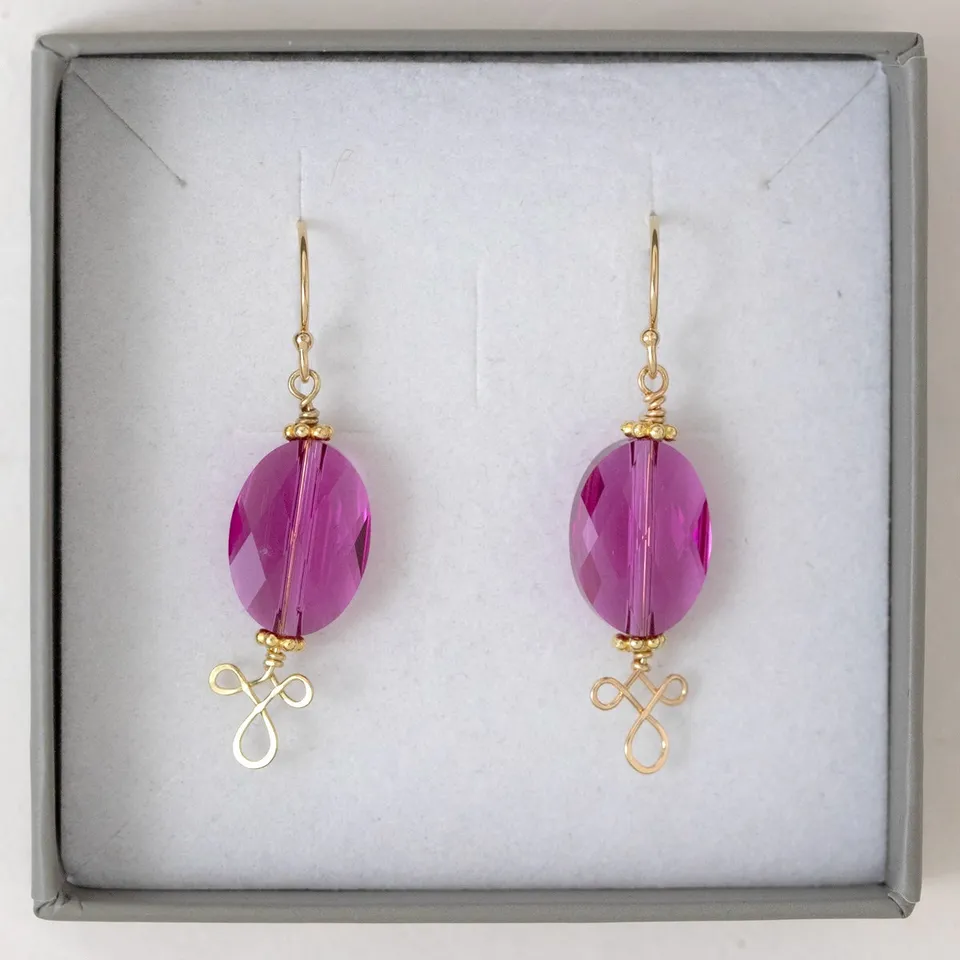 Juvelan Sample Sale Ohrringe Gold Fuchsia Kristall 0,6 cm