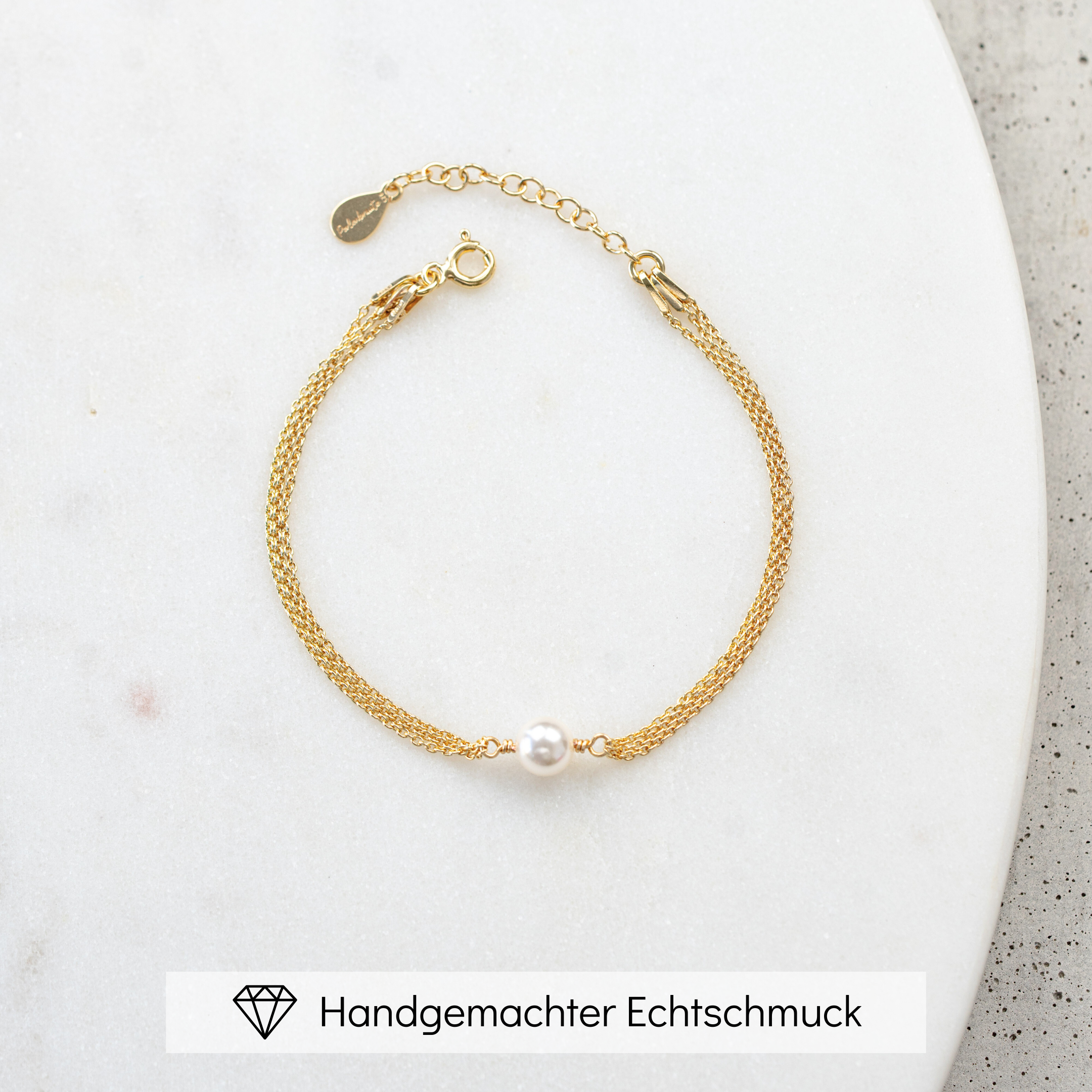 Perlenbräute Lola Armband Gold Hochzeit Perle 16-19cm