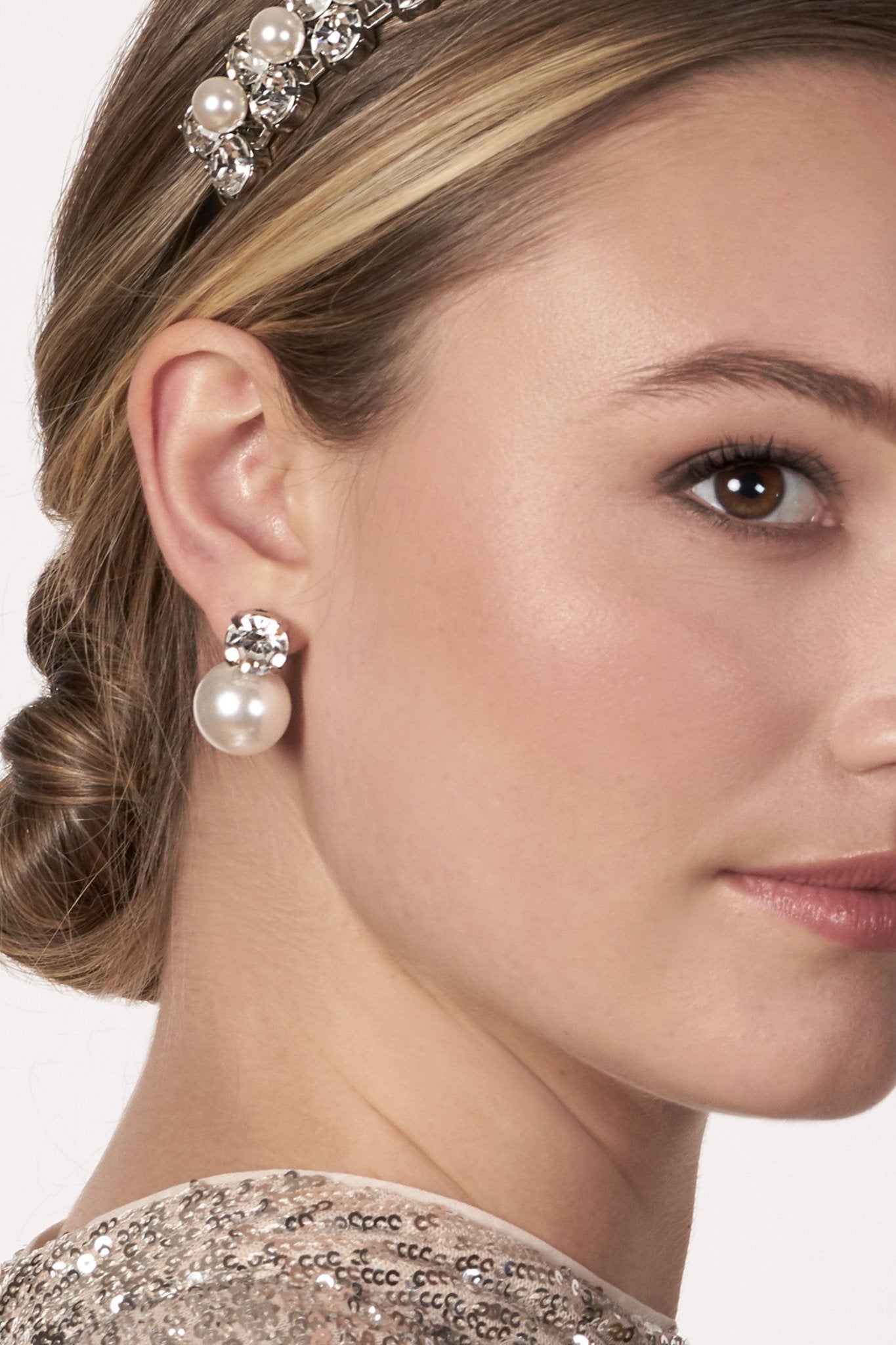 Elizabeth Bower Duet Ohrstecker Perle Kristall Rhodium