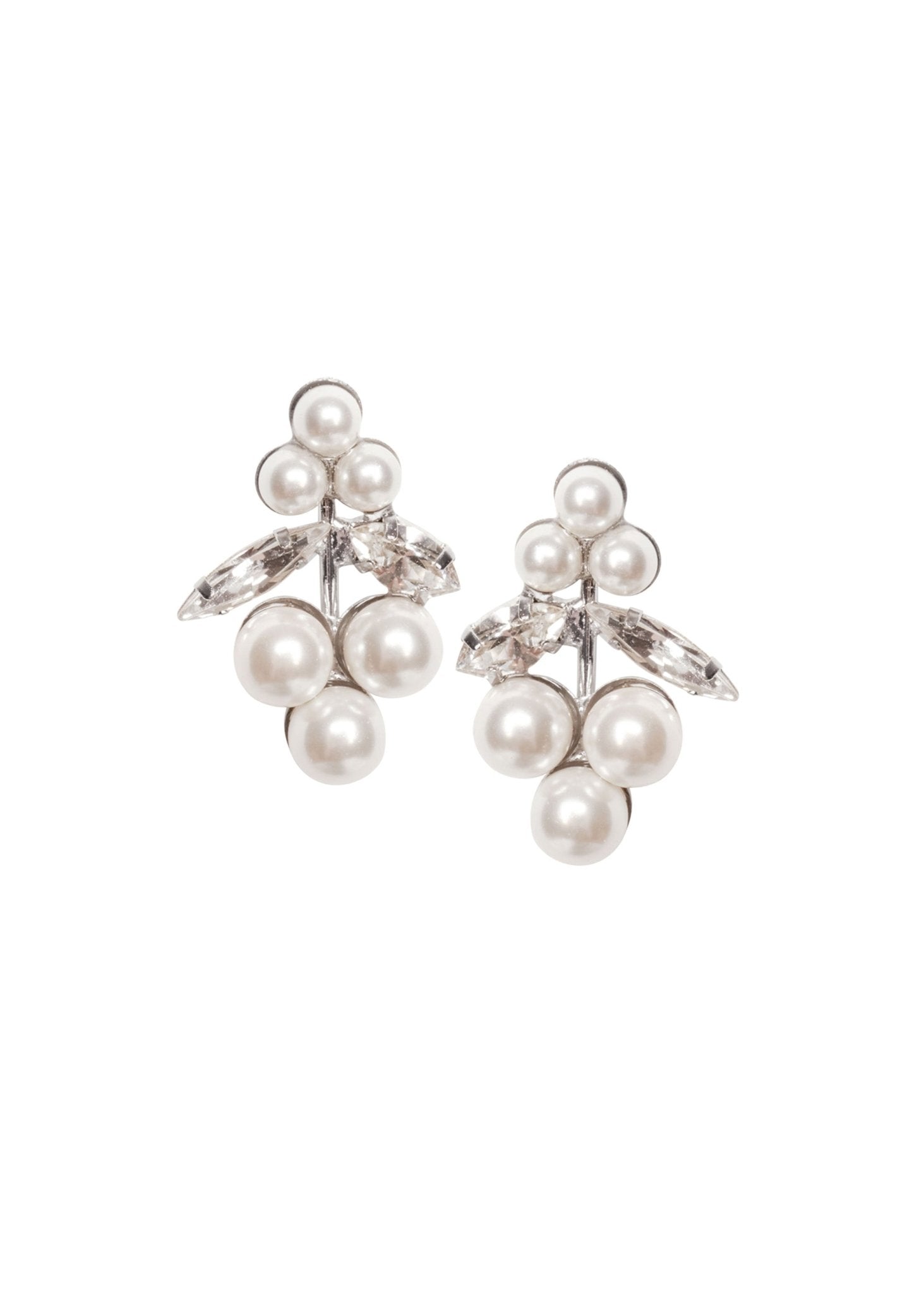 Elizabeth Bower Bud Pearl Ohrstecker Rhodium Kristall Perle