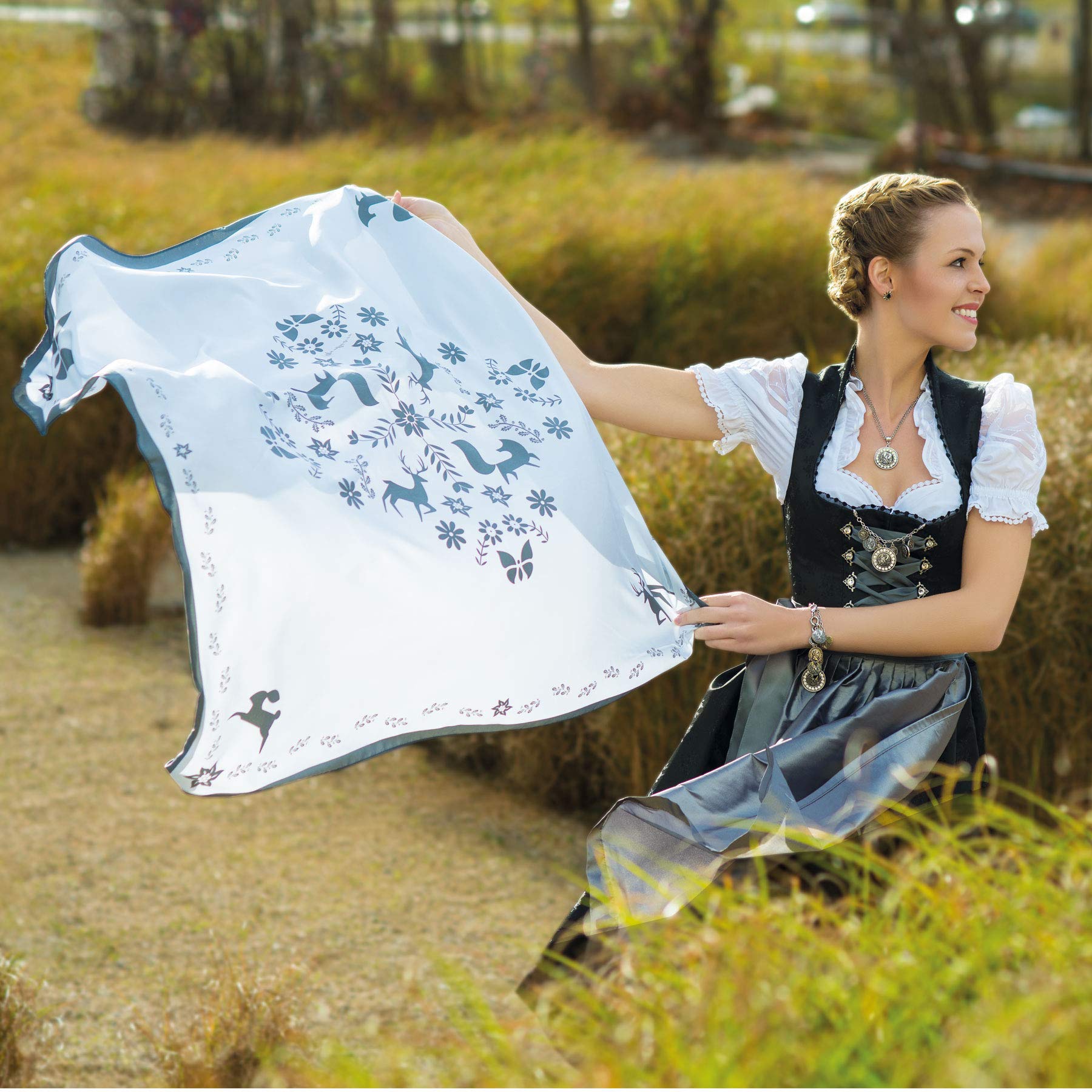 Alpenflüstern DAHEIM Waldtiere Trachtenhalstuch Tuch Damen