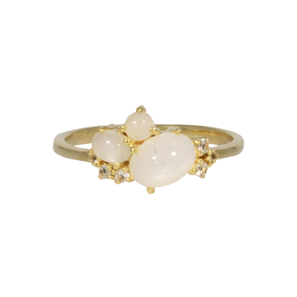 Juvelan Oslo Ring Mondstein Topas Silber Cluster 8,5 mm