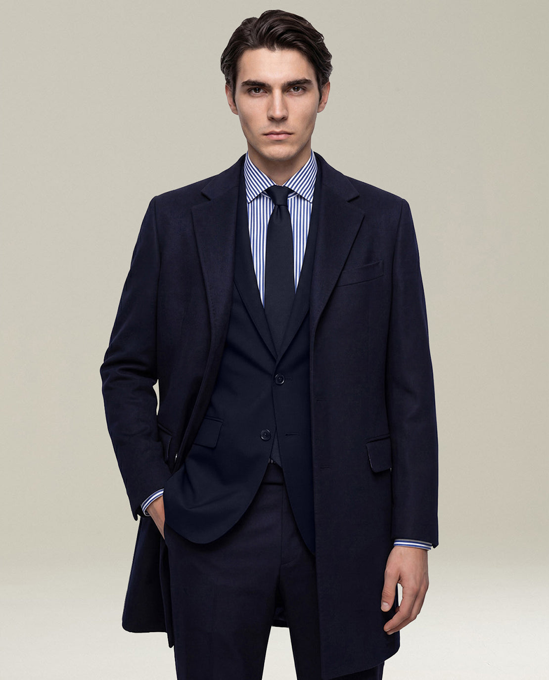 Kiton Outerwear Blue Single-Breasted Cashmere Mantel blau Kaschmir