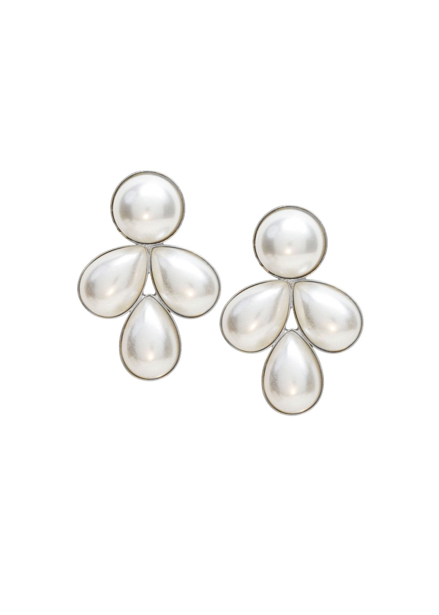 Elizabeth Bower Audrey Droplet Ohrstecker Perle Rhodium