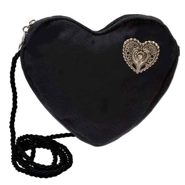 Alpenflüstern Herztasche Dirndltasche Herz Schwarz 19 cm