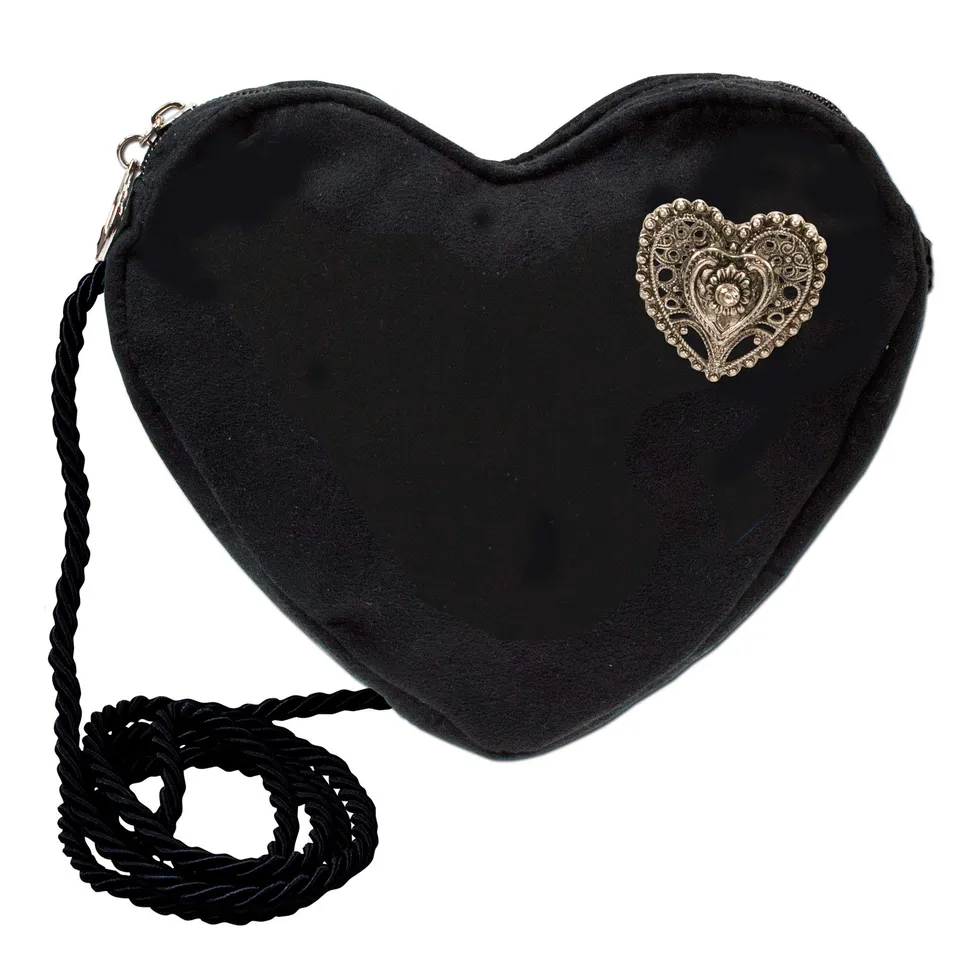 Alpenflüstern Herztasche Dirndltasche Herz Schwarz 19 cm
