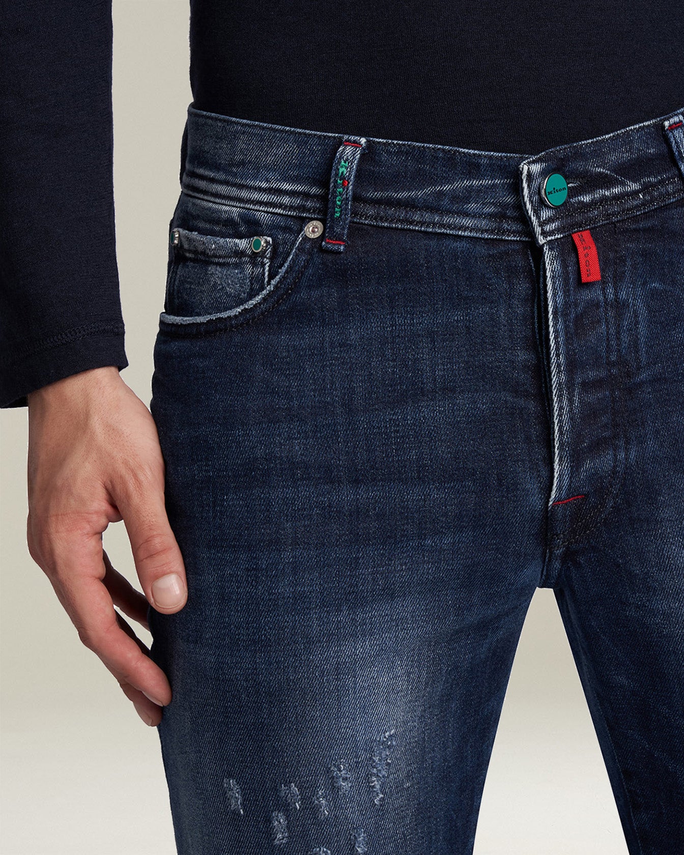 Kiton Jeans Dunkelblau Slim Five-Pocket Gr. 34