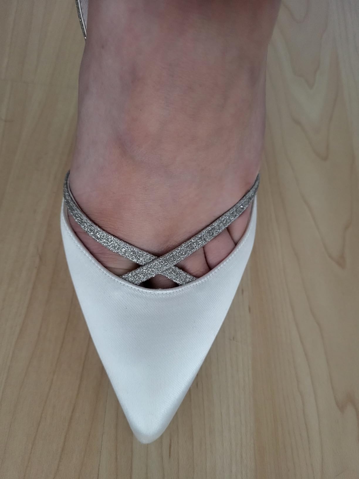 Rainbow Club Georgia High Heels Ivory Glitzer Satin