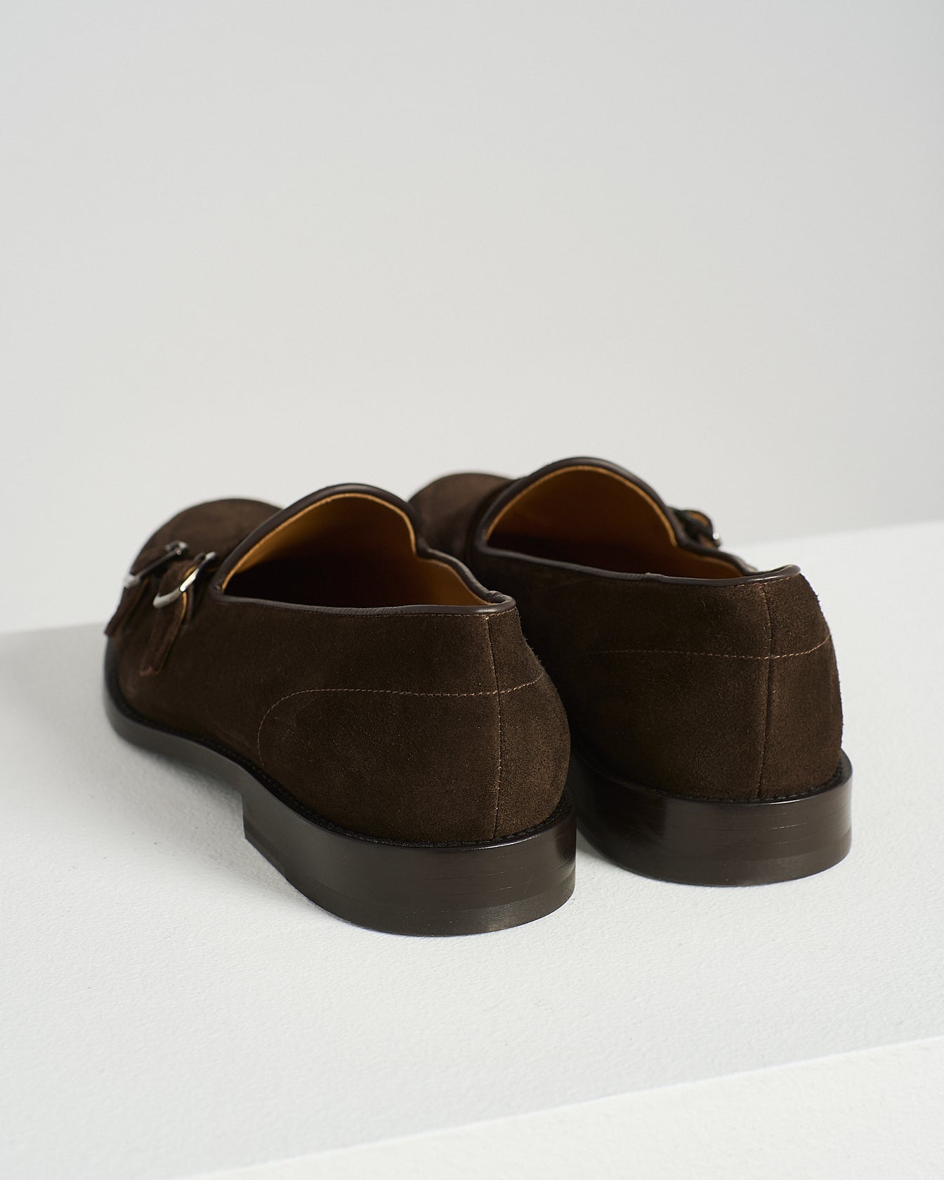 Kiton Dark Brown Suede Double-Monk Loafers Wildleder braun