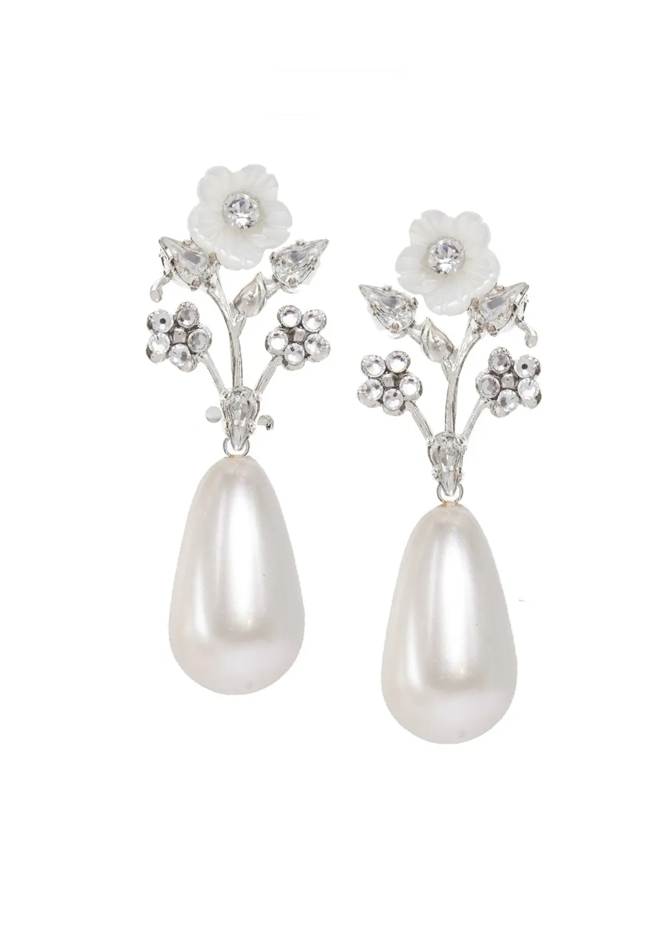 Elizabeth Bower Anemone Bauble Ohrringe Rhodium Perlen-Tropfen