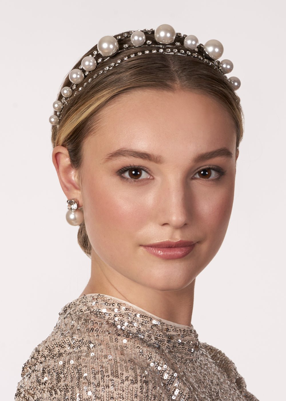 Elizabeth Bower Lustra Braut Haarband Perlen Rhodium