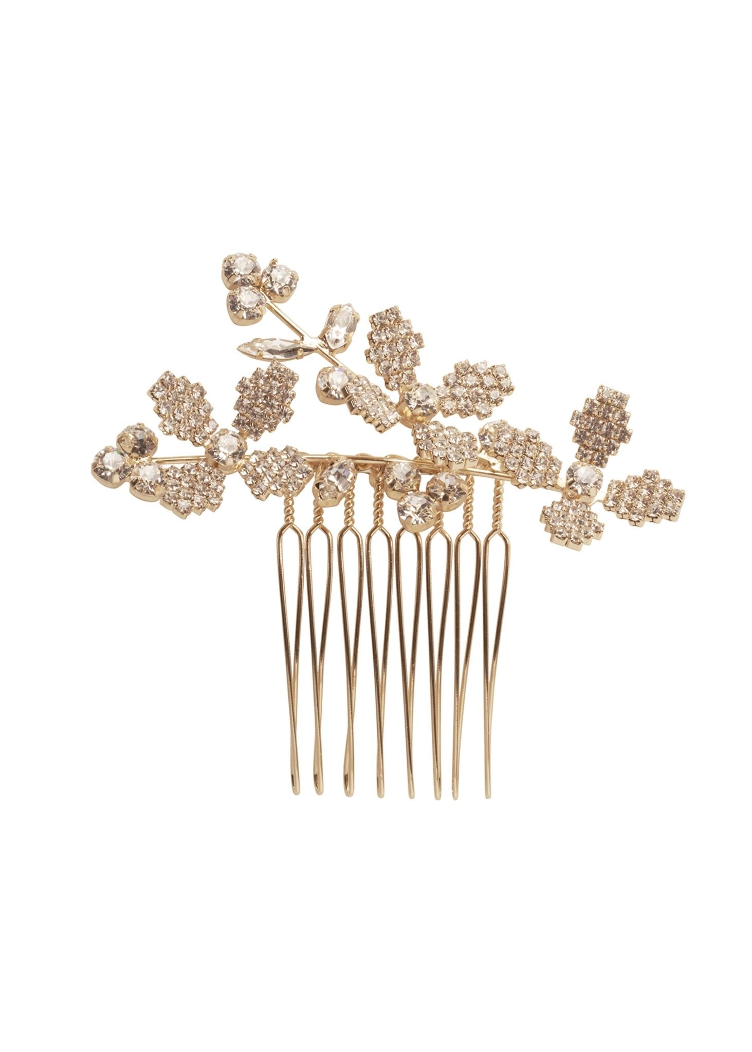 Elizabeth Bower Budding Cascade Mini Haarkamm Gold Kristall