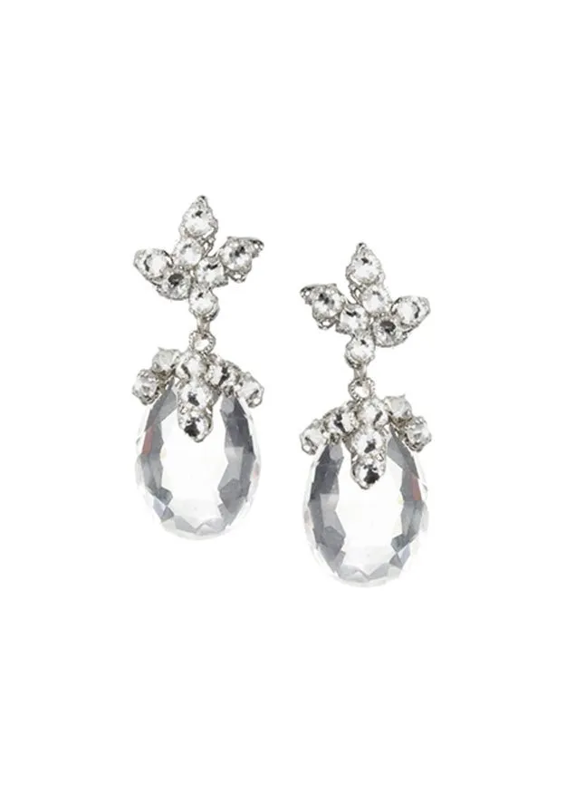 Elizabeth Bower Dew Stud Braut Tropfenohrringe Rhodium