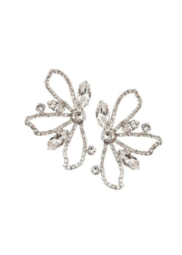 Elizabeth Bower Mari Crystal Statement Ohrstecker Rhodium Flügel