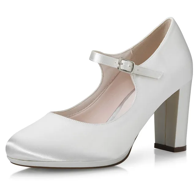 Rainbow Club Timeless Delina Mary Jane Ivory Satin 8 cm Block