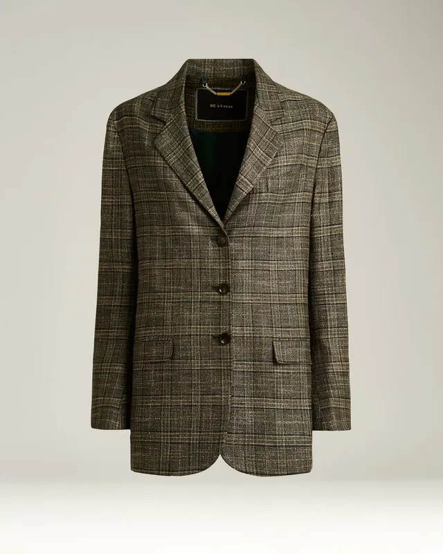 Kiton Jackets Prince of Wales Blazer grün Viskose