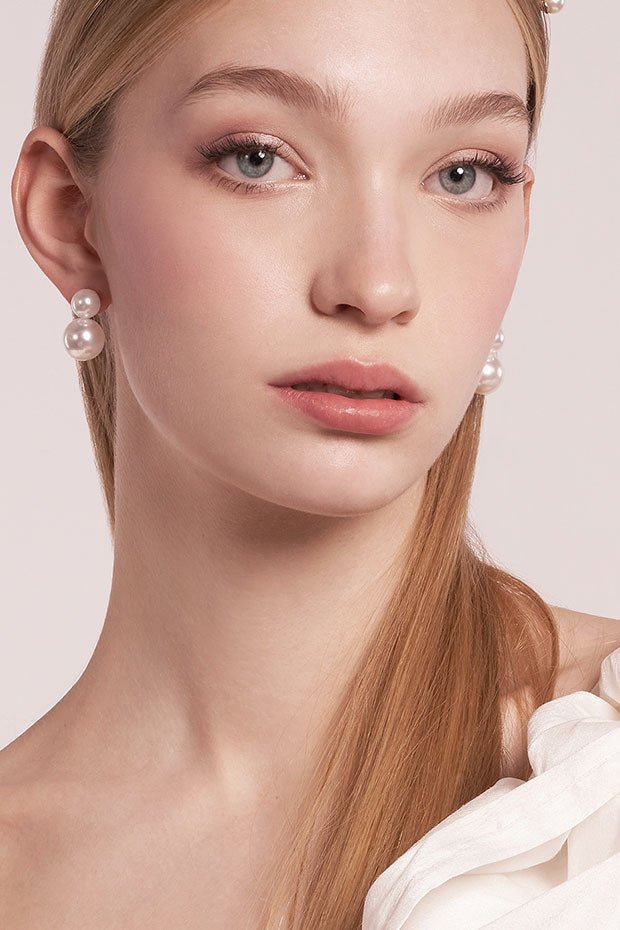 Elizabeth Bower Pearl Dublet & Weiss Set Brautschmuck Rhodium Stecker
