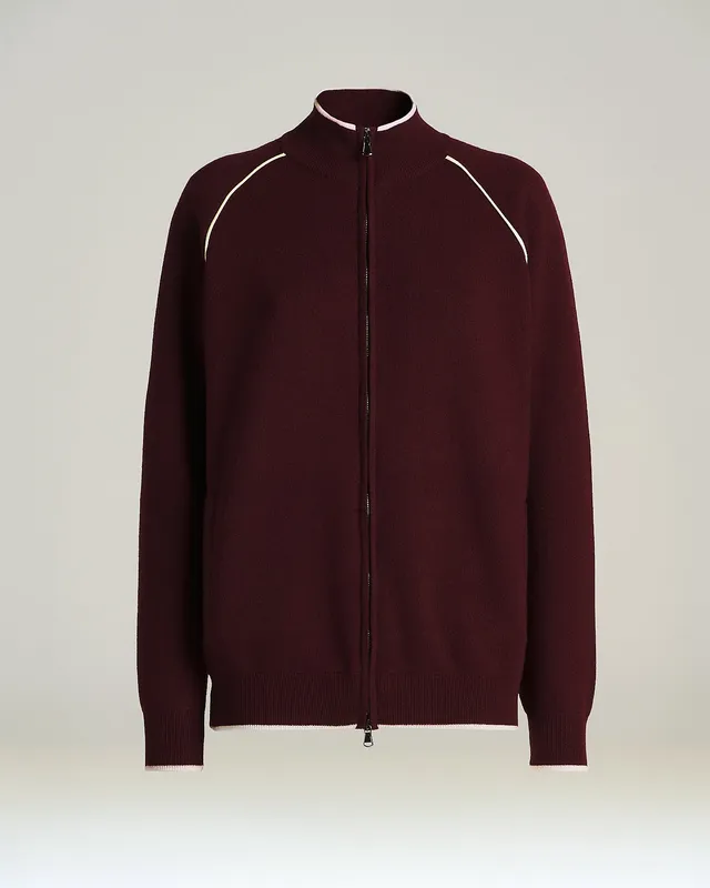 Kiton Knitwear Wool Sweatshirt Bordeaux Gr. 44 Zip