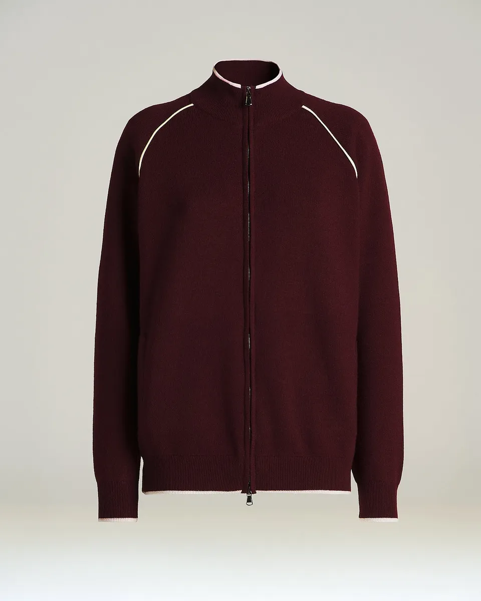 Kiton Knitwear Wool Sweatshirt Bordeaux Gr. 44 Zip