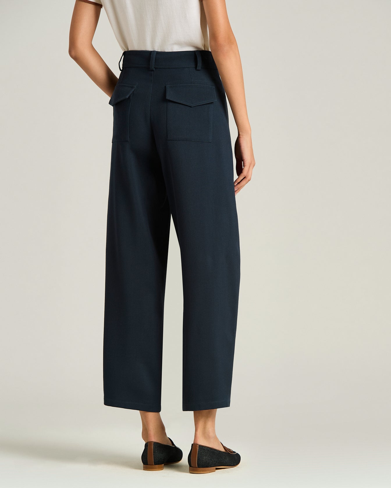 Kiton Wollhose Seide Blau Damen Weit Schneider