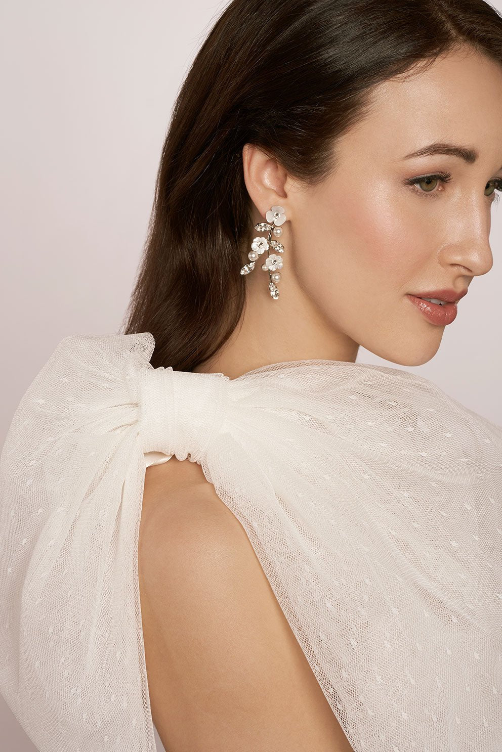 Elizabeth Bower Trill Mini Floral Chandelier Ohrringe Rhodium Kristall