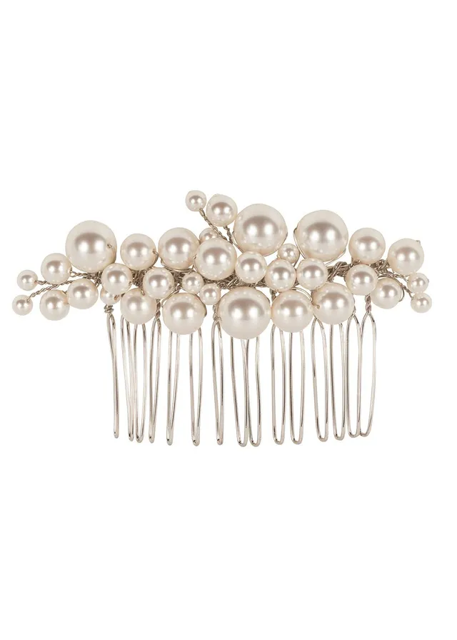 Elizabeth Bower Bubble Braut Haarkamm Perlen Rhodium