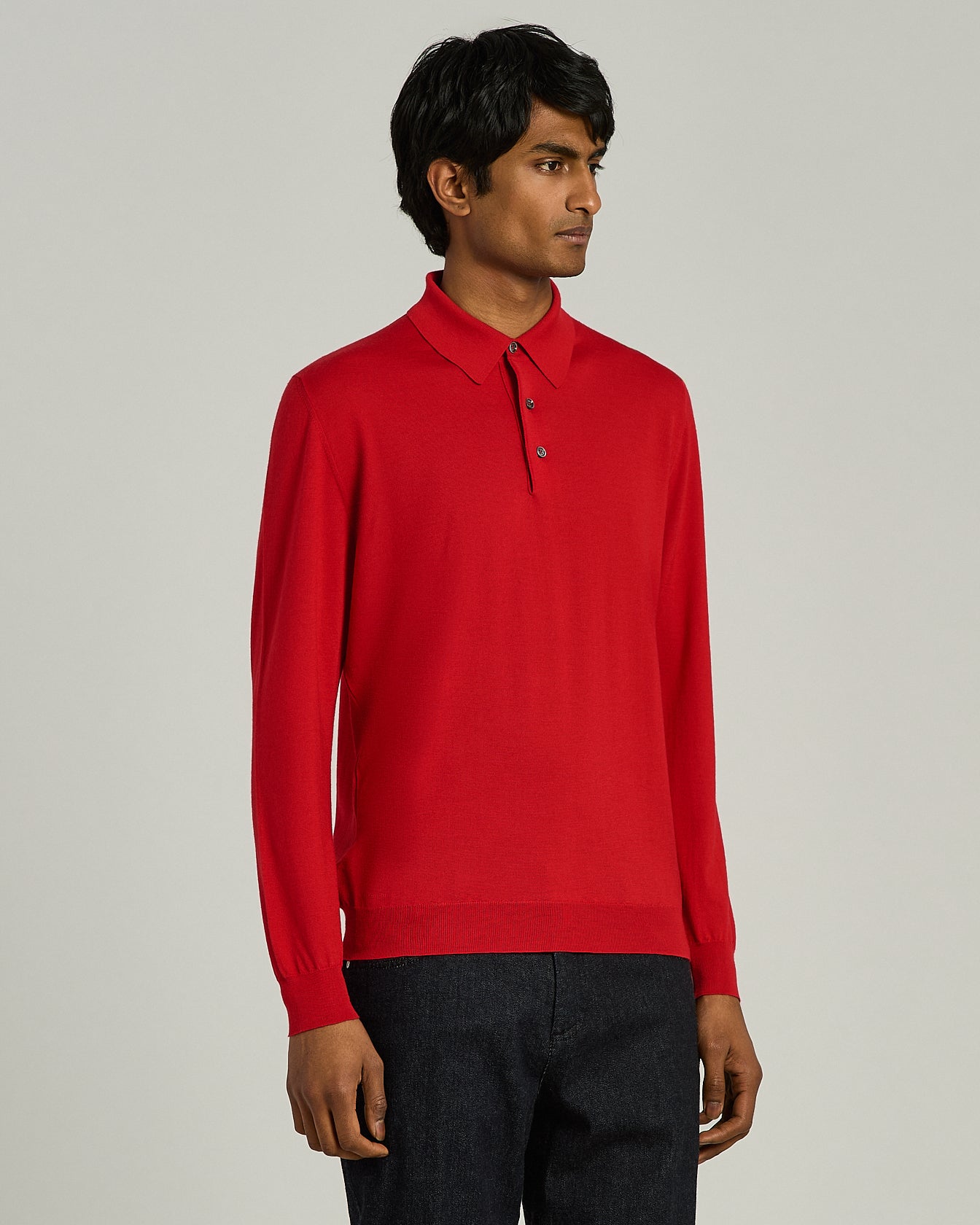 Kiton Polo Cashmere Langarm-Polo Rot Gr. M