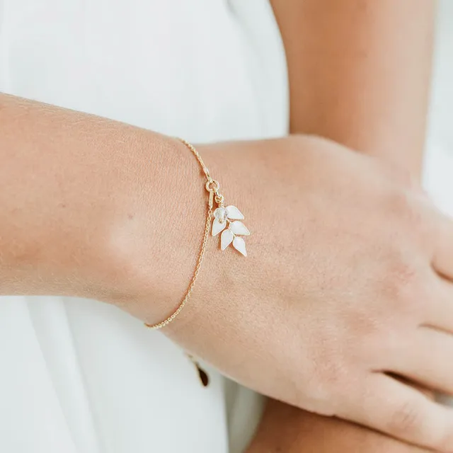 Perlenbräute Lana Armband Braut Blätter Gold 16-19 cm