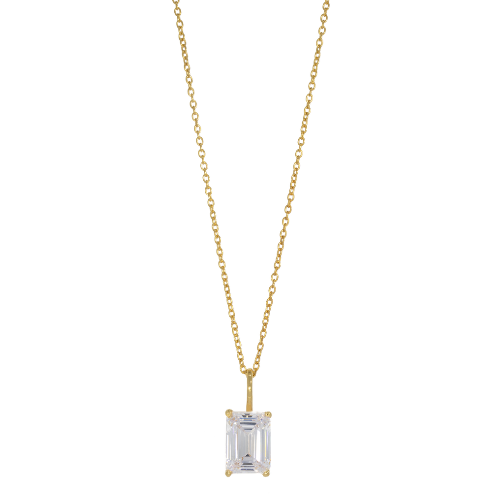 Juvelan Icon Smaragdschliff Halskette Zirkonia Anhänger 1,5 cm
