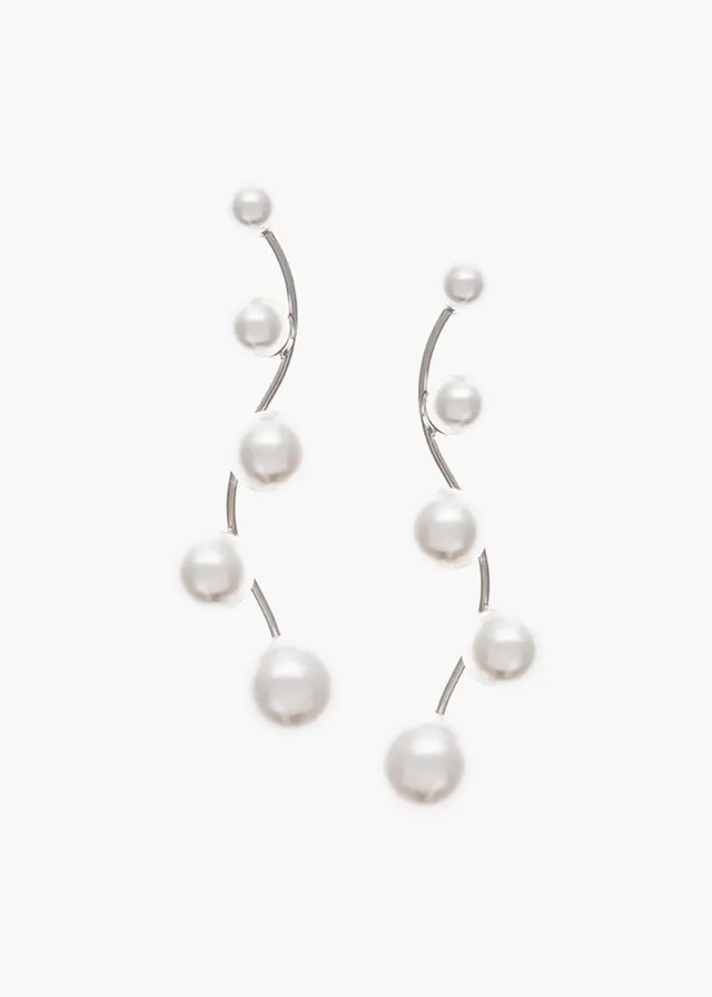 Elizabeth Bower Pearletta Drop Braut Ohrringe Perle Rhodium