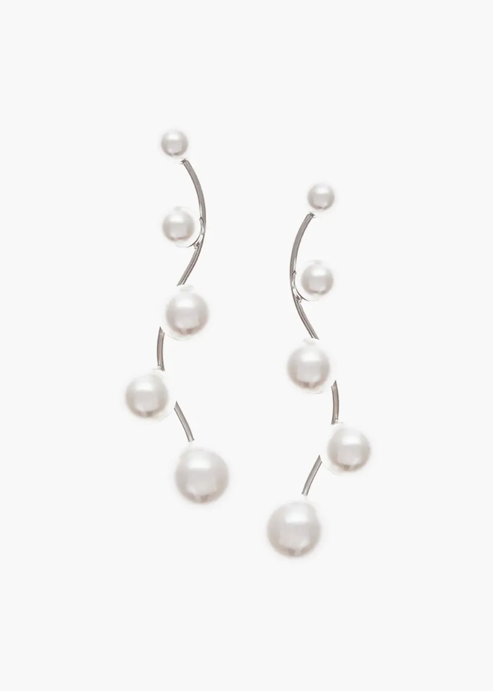 Elizabeth Bower Pearletta Drop Braut Ohrringe Perle Rhodium