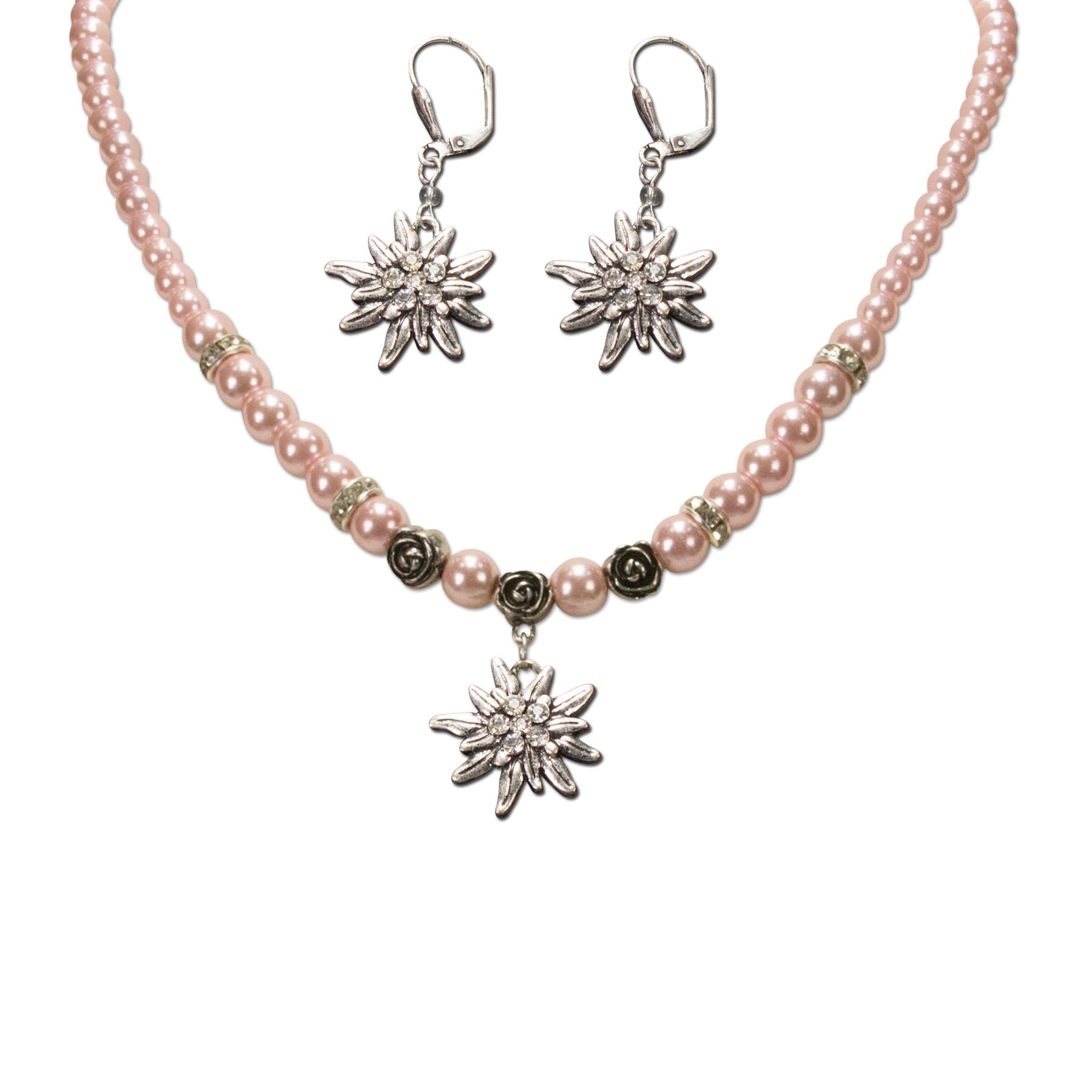Alpenflüstern DAHEIM SET005 Trachtenschmuck-Set Weiß Perlen