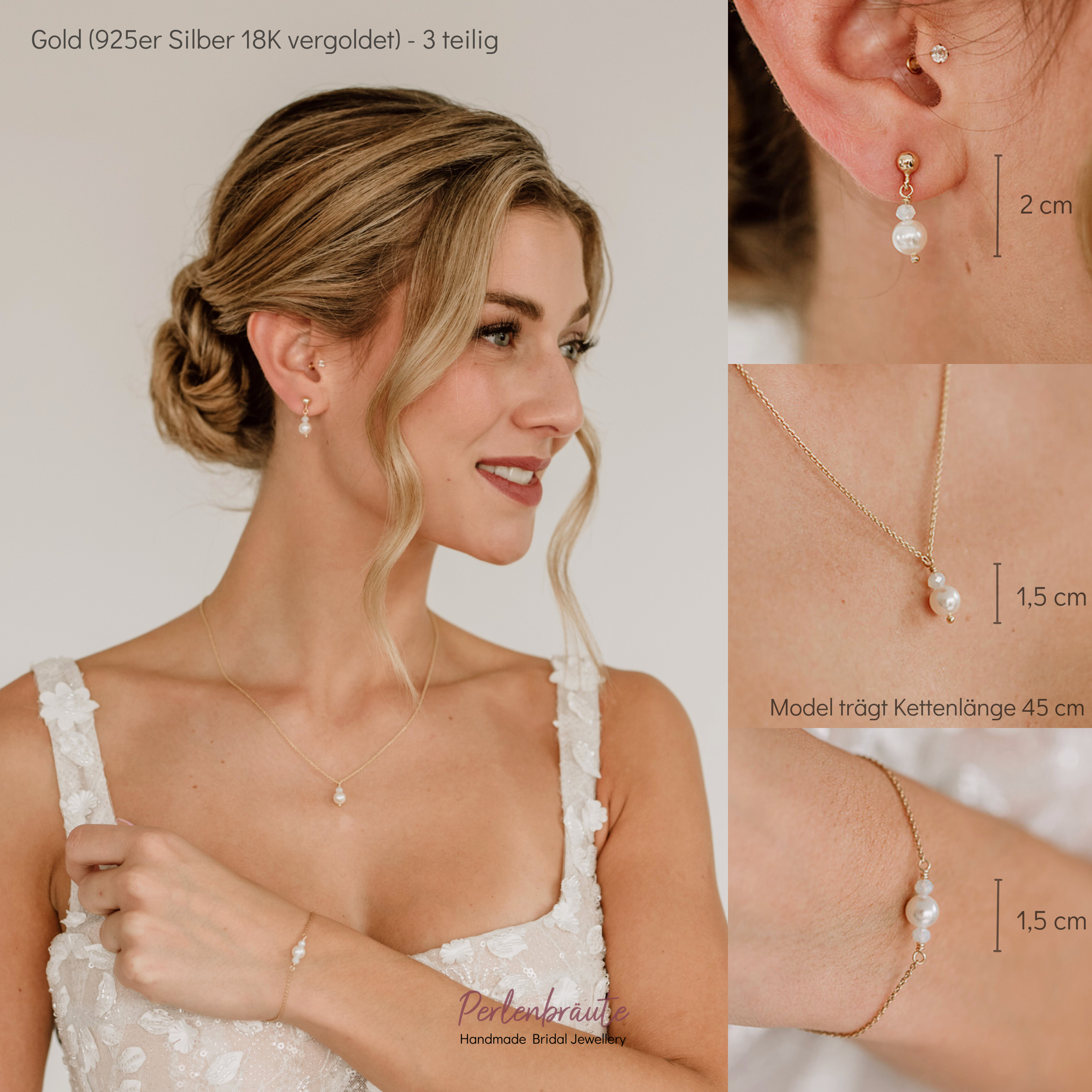 Perlenbräute Brautschmuck Sets Ari Perlen Set 925 Silber
