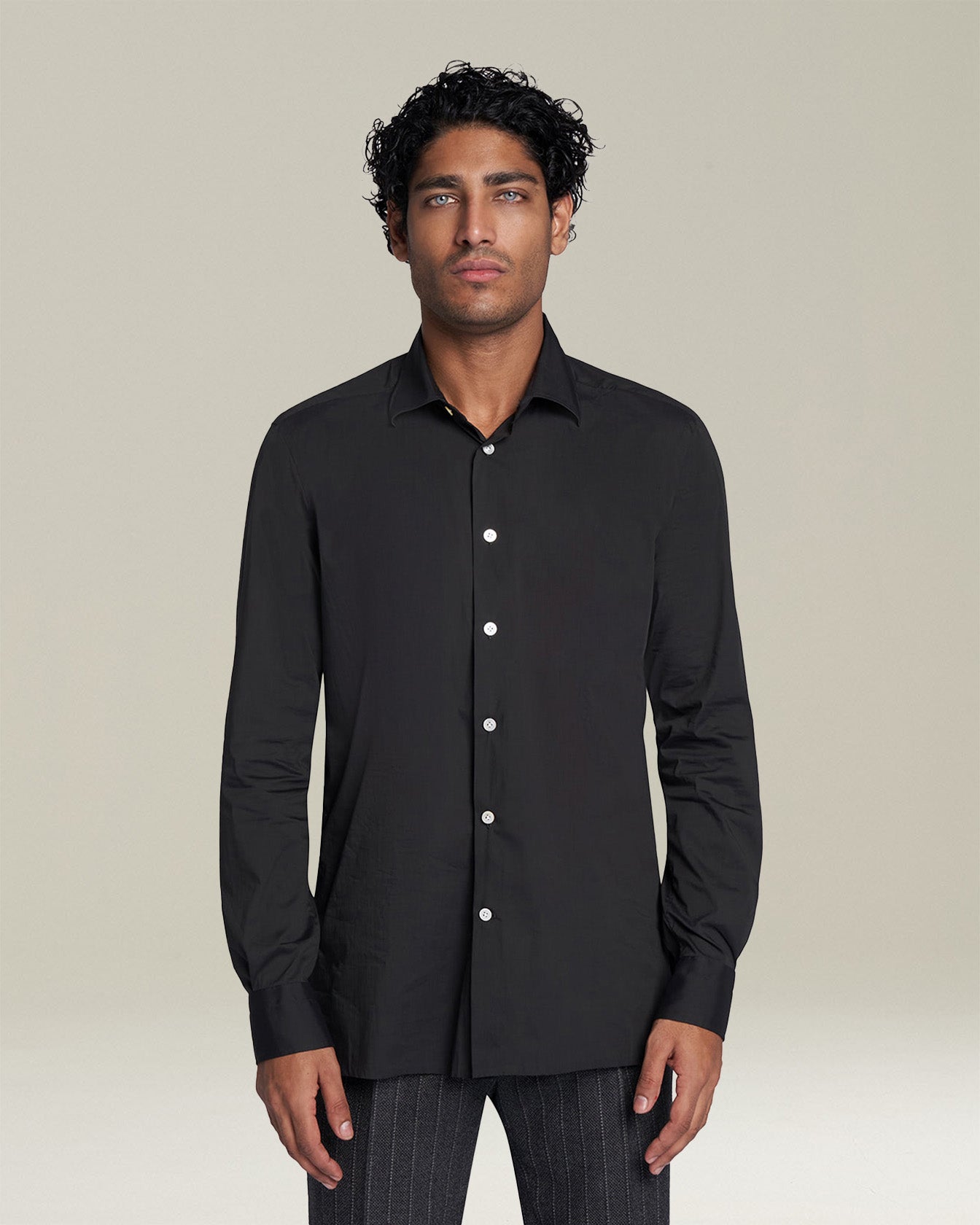 Kiton Shirts Shirt Cotton schwarzes Baumwollhemd Größe 40