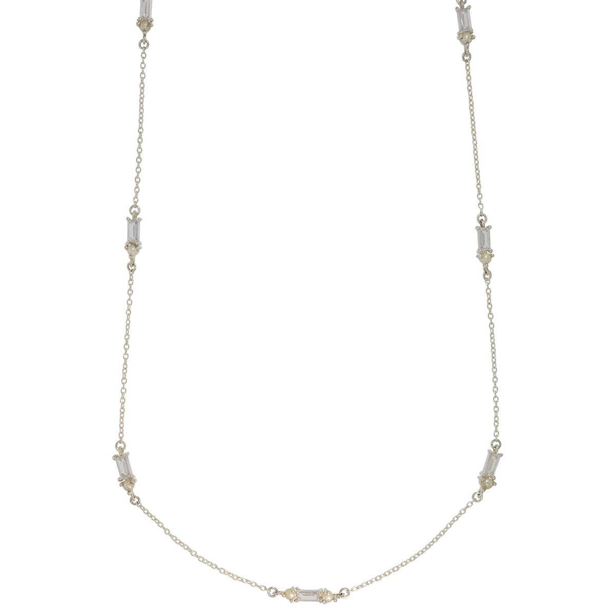 Juvelan Muse Halskette Silber mit Perlen Baguette