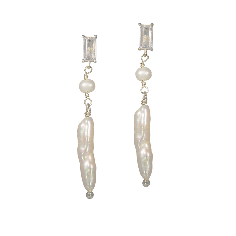 Juvelan Avant-garde Ohrringe Perlen Baguette-Kristall 3,5 cm